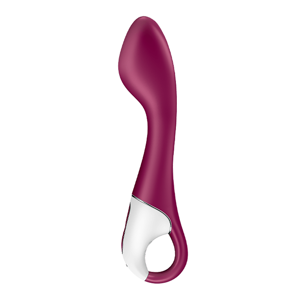 Vibratore Vaginale curvato con app gratuita per il controllo a distanza e da remoto. Vibratore 2in1: funzione di vibrazione e funzione di riscaldamento. Materiale: silicone biocompatibile; marca: Satisfyer
