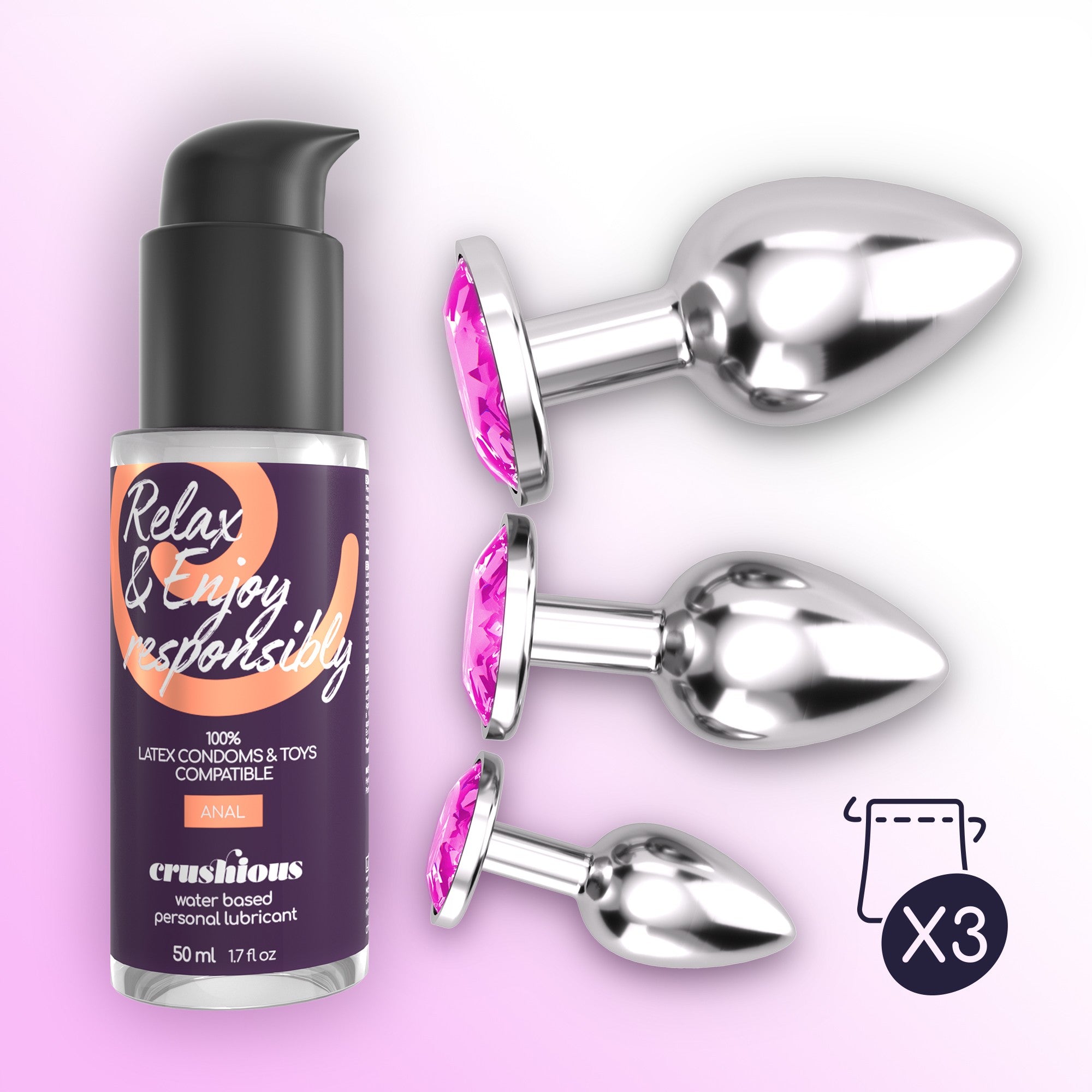 Kit Booty - 3 Plug e Lubrificante