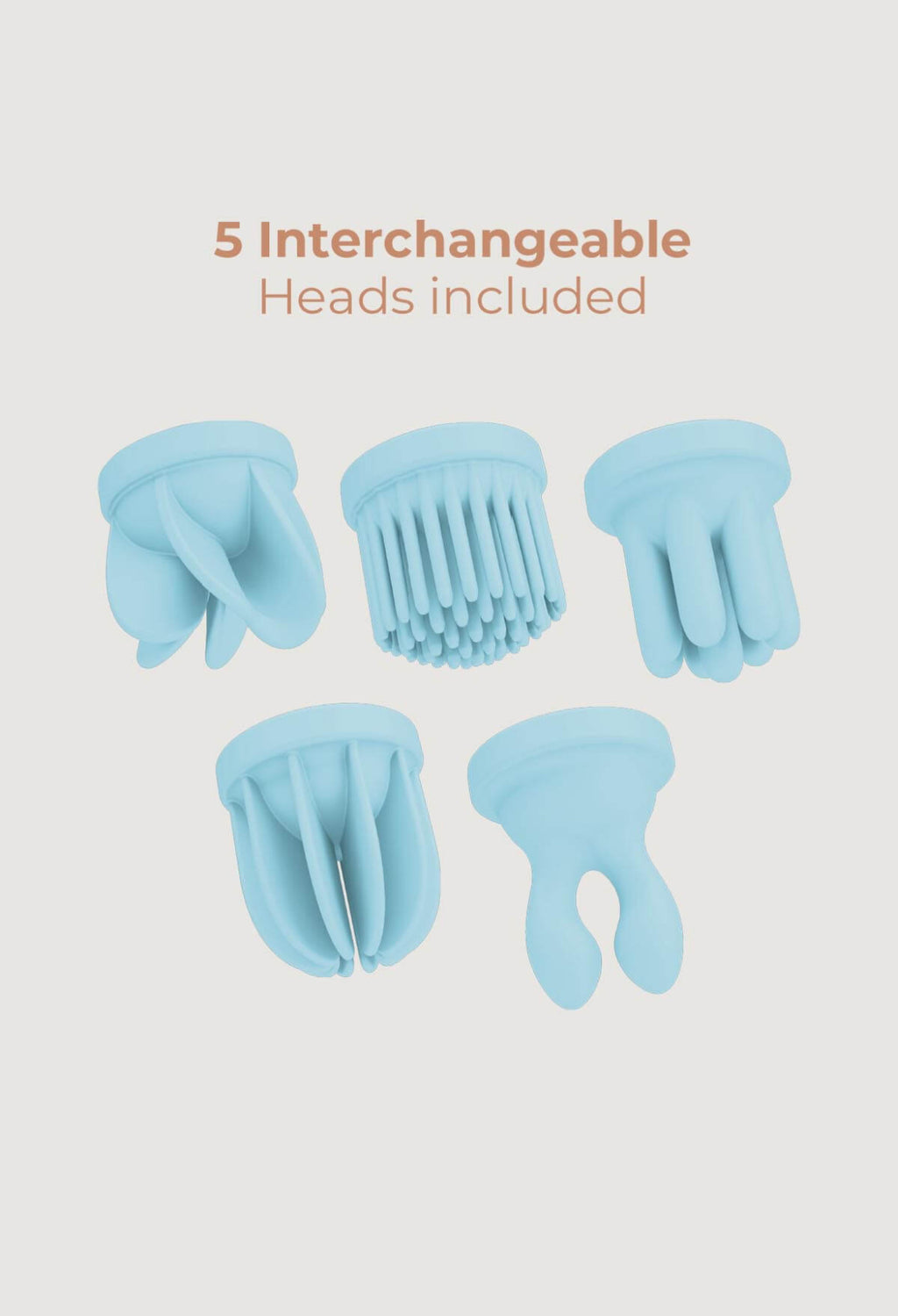 SexToy Octopussy: vibratore 5in1 da stimolazione esterna e clitoridea. 5 testine intercambiabili. Materiale: silicone/ABS.