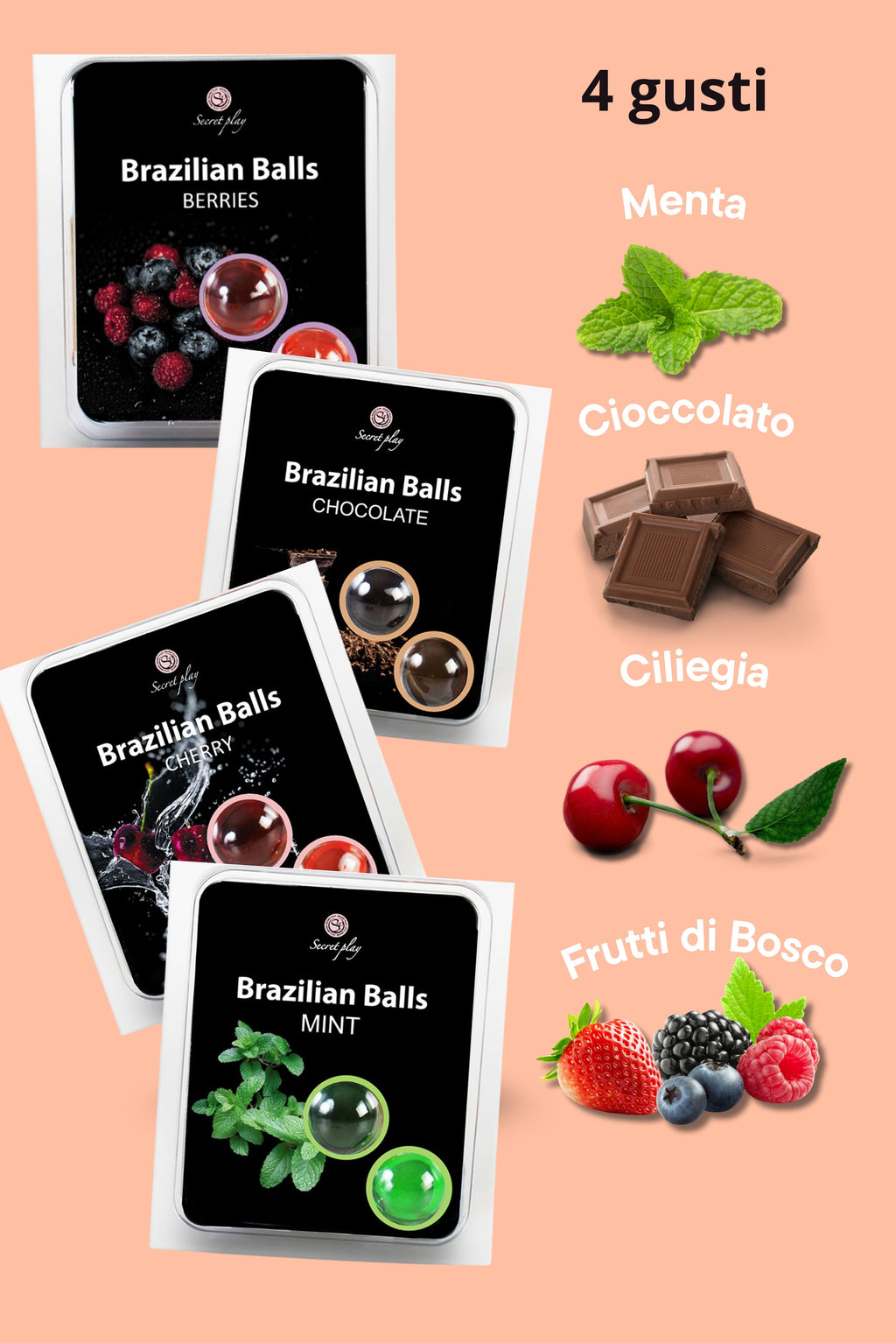 Lasciati avvolgere dagli aromi delle palle: questo set contiene 2 (o 6, se scegli il Mix) palline di lubrificante aromatizzato, che si sciolgono al contatto con il calore della pelle...rendendo ogni momento più fluido e stimolante.
