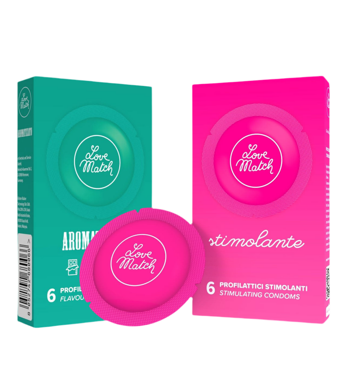Preservativi Love Match Stimolante + Aromatizzato - 12 pezzi