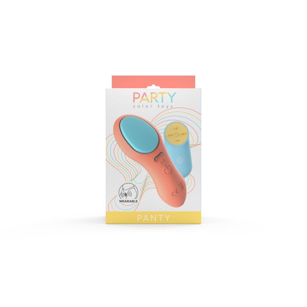 Sextoy per lei / per coppie: vibratore ovetto vaginale partyColor con calamita per L’aggancio alla biancheria intima e telecomando per il controllo a distanza (limite distanza: 10m ).