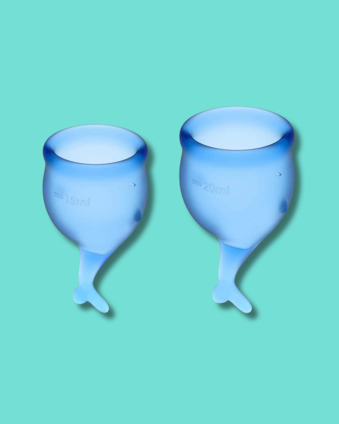 Set di due coppette mestruali 'FeelSecure': taglia S e taglia L. Materiale sicuro per il corpo e dermatologicamente testato. Marca: Satisfyer. 