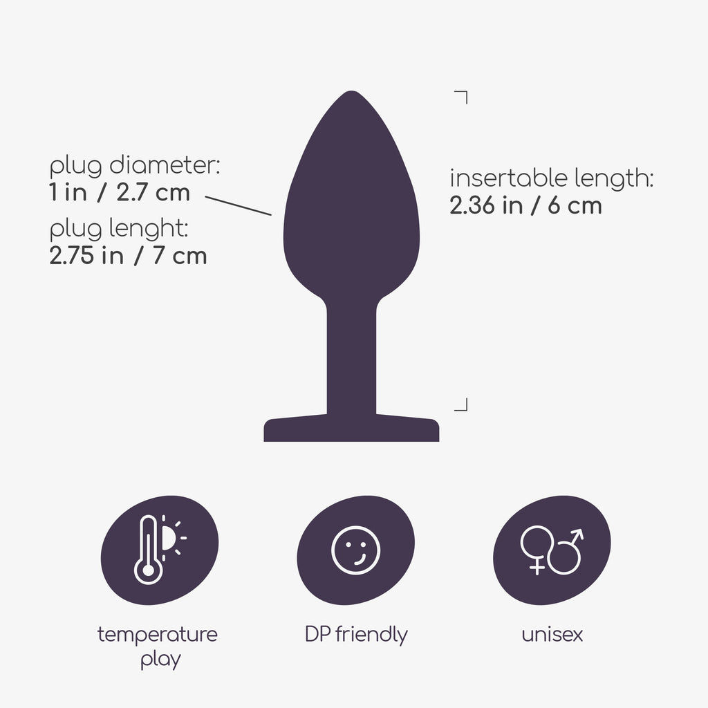 SexToy Plug anale con stoppino decorato da brillantte, Dimensione S - small.