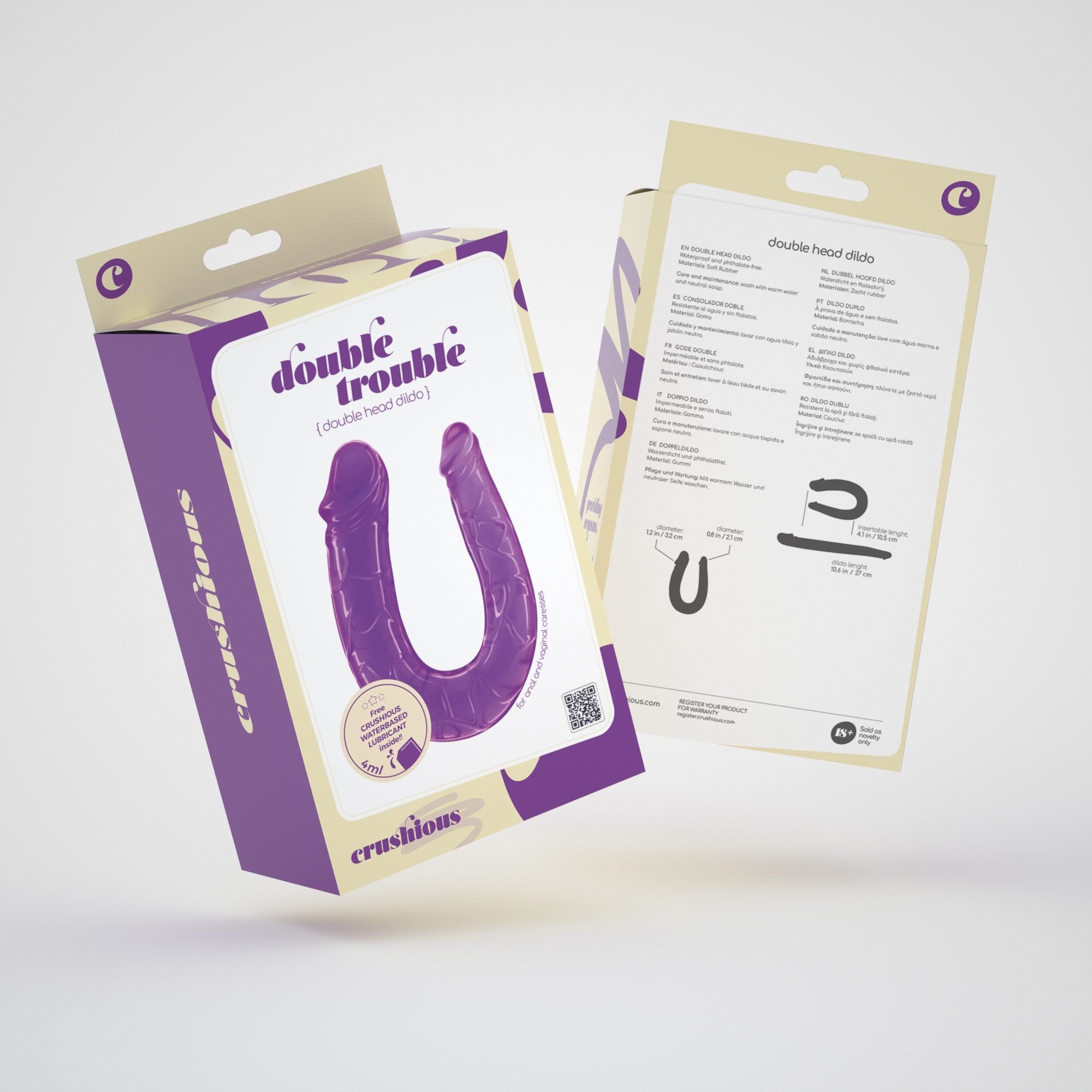 Chi non si accontenta, gode il doppio. Che tu voglia giocare da solə o in coppia, questo doppio dildo è qui per dimostrarti che il piacere raddoppia davvero quando ci sono due estremità pronte a darti tutto quello che desideri. 