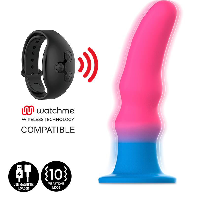 Dildo unisex con vibratore integrato 'Mythology': sextoy con base a stoppino con ventosa UNISEX, adatto a tutti e a tutte. Materiale: Silicone/ABS. Compatibile con l'orologio WatchMe
