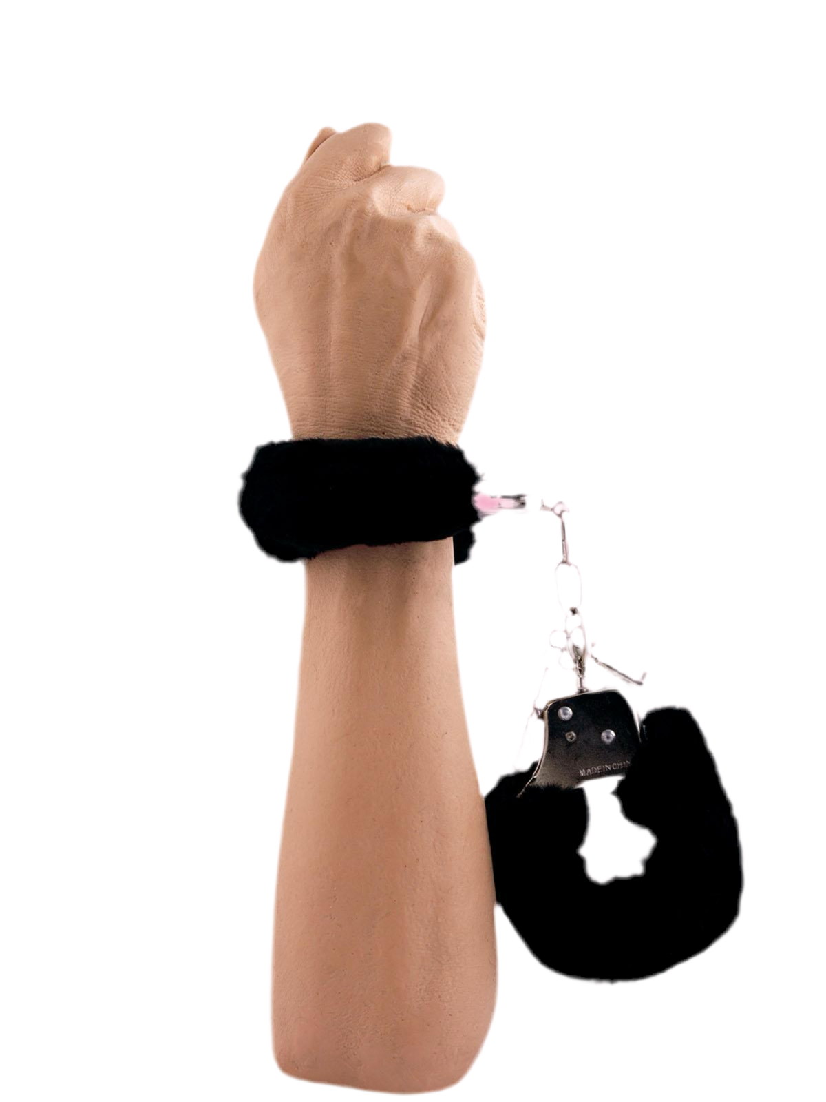Schwarze Plüschhandschellen