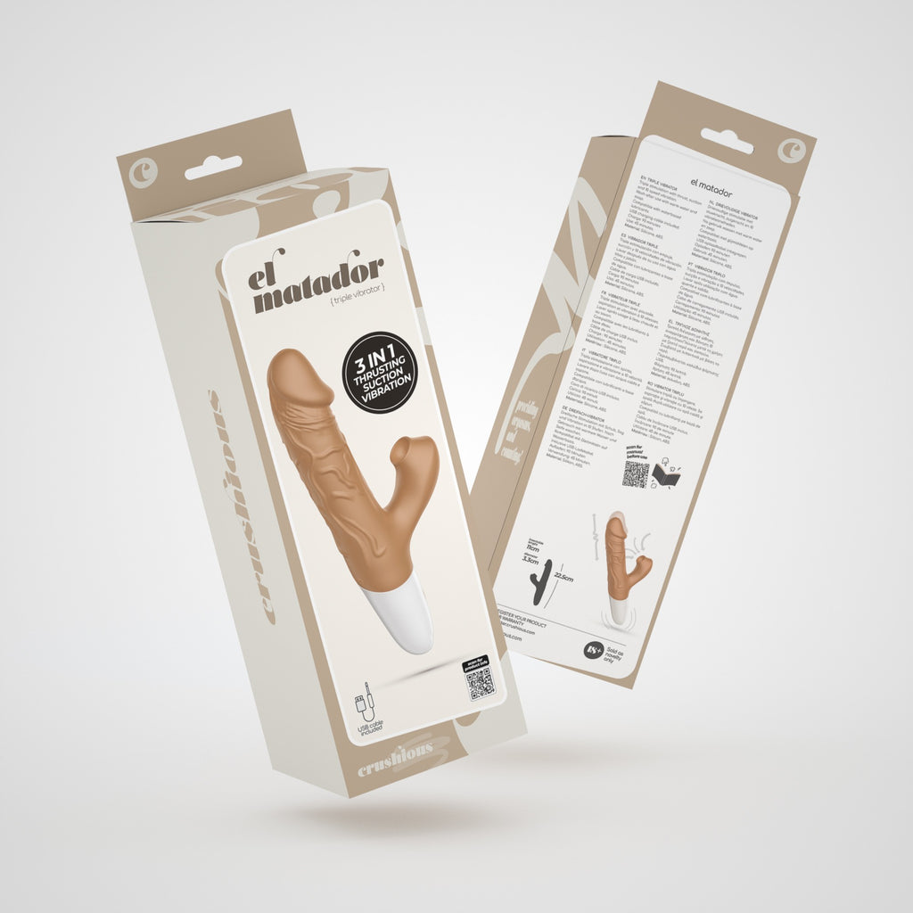 SexToy ElMatador: vibratore forma realistica rabbit 3 in 1 con vibrazione, suzione e movimento thrusting Up&Down. 