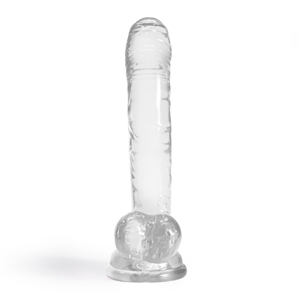 Dildo trasparente con stoppino a ventosa super potente. 