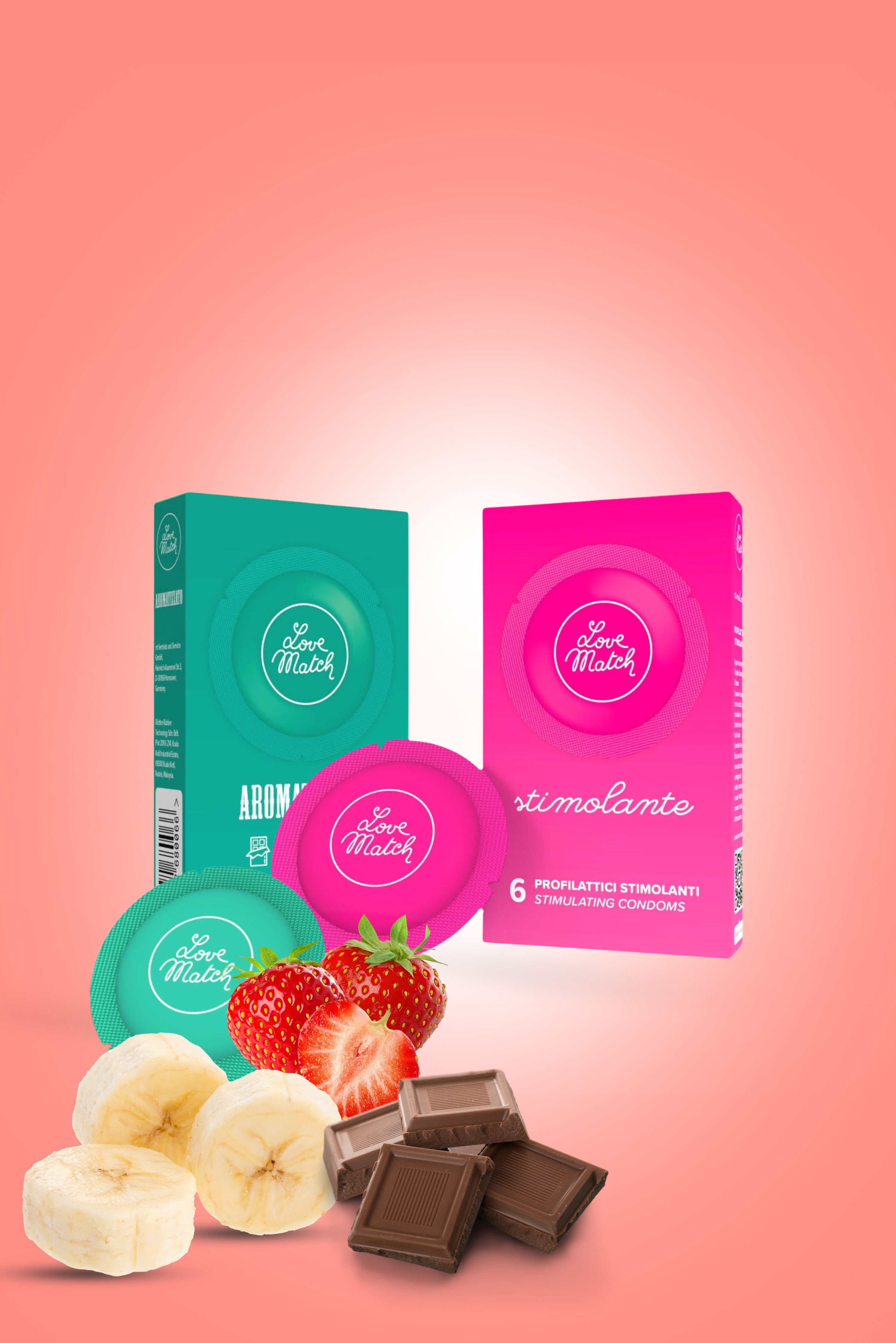 Love Match Stimulating + Flavored Condoms - 12 pieces