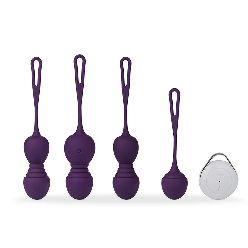 Palle vaginale 'PleasureBalls' vibranti con telecomando per controllo a distanza. Perfette per effettuare gli esercizi di kegel (KegelBalls) e per ondate di piacere intense. Materiale: Silicone/ABS.