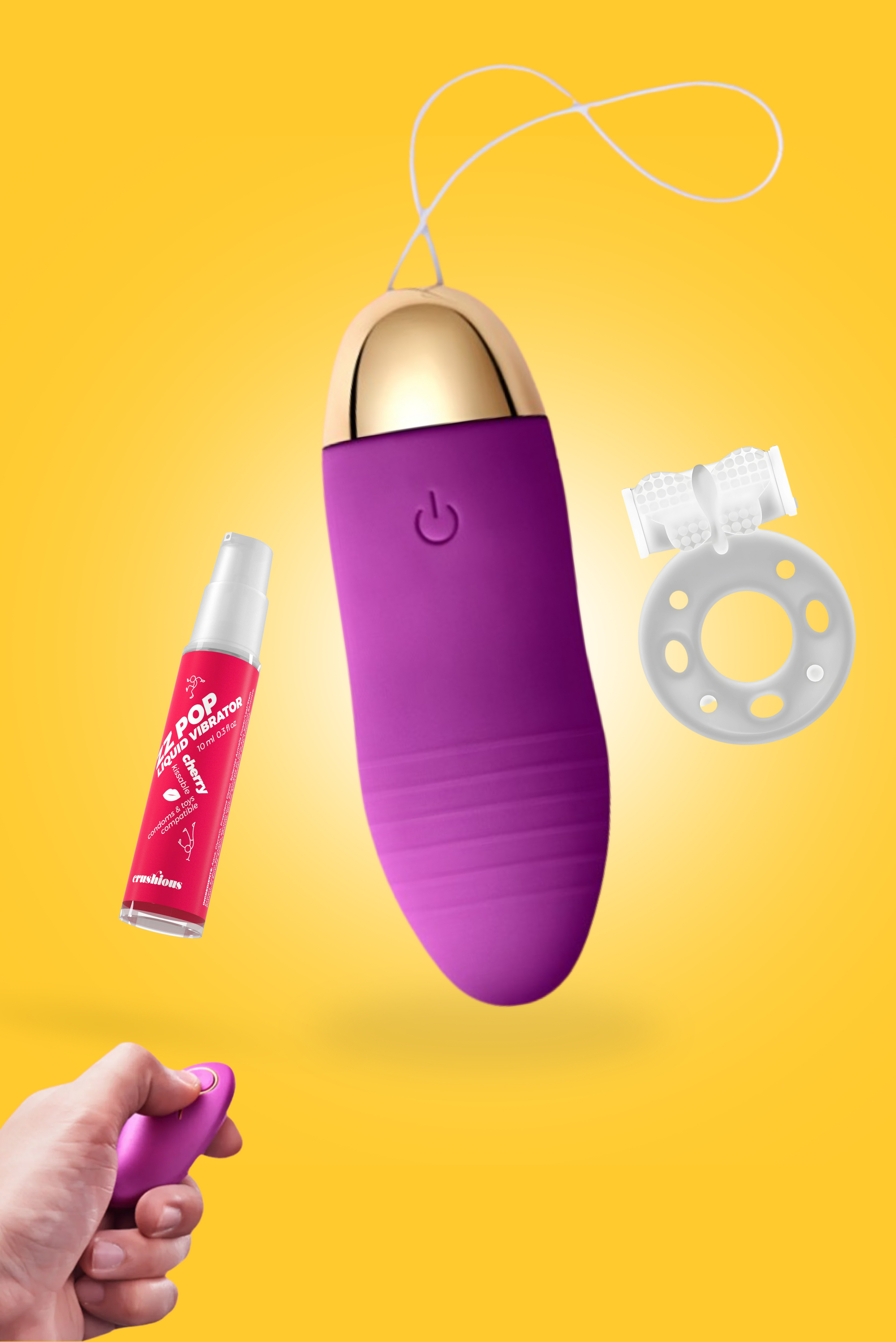 Kit di  3 prodotti per le coppie: ovetto vaginale telecomandato, Lubrificante a effetto vibrante, anello fallico trasparente con bullet per stimolare il clitoride. Stimolazione fallica, vaginale e clitoridea. 3 prodotti/ Sex Toys. Brand: FeekyFeeky