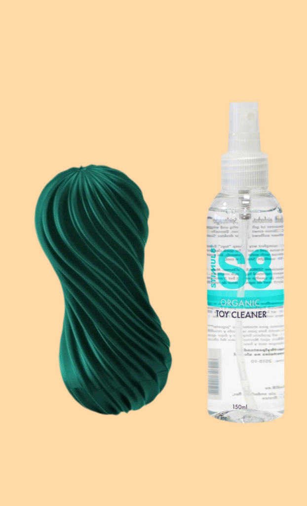 Kit di 2 prodotti sex toy per il benessere intimo: Masturbatore Flex di Tenga + Toy Cleaner S8. 