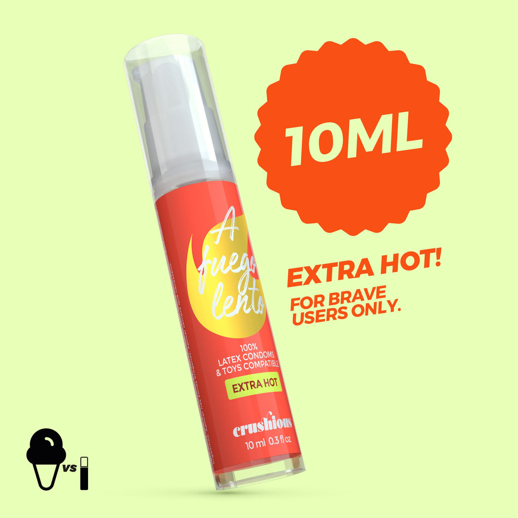 Lubrificante Crushios A fuego lento: lubrificante ad effetto riscaldante compatibile con ogni tipo di sextoy e preservativo. Confezione da 10ml