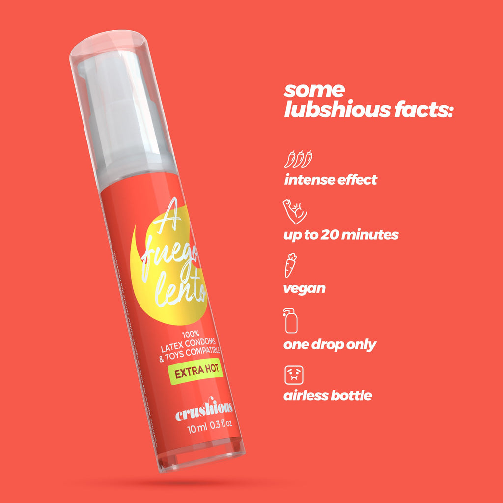 Lubrificante Crushios A fuego lento: lubrificante ad effetto riscaldante compatibile con ogni tipo di sextoy e preservativo. Confezione da 10ml