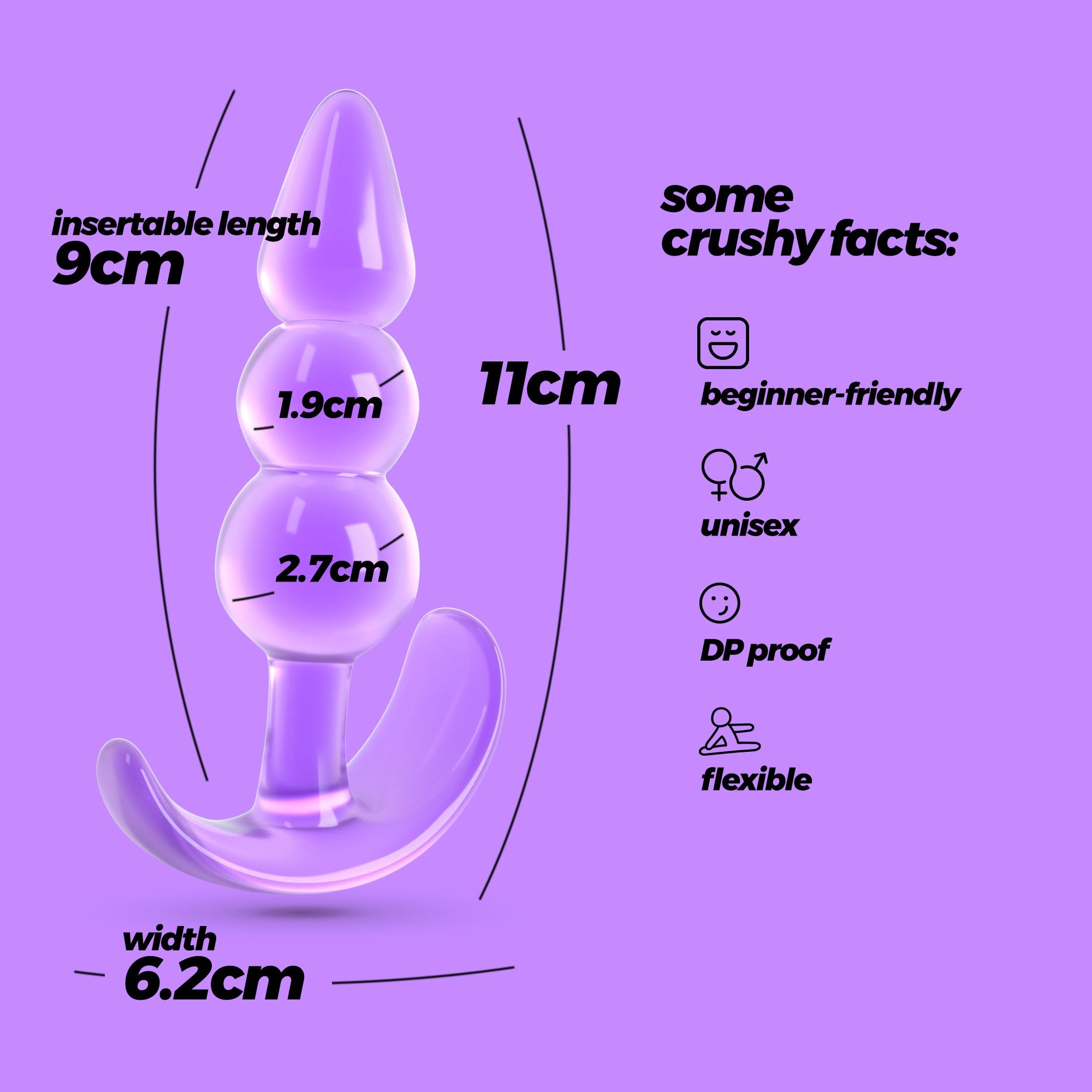 SexToy - Plug con struttura a palline anali per ingresso graduale con base a stoppino. Materiale: silicone/ABS, unisex: adatto a lei, a lui, a coppie, a chiunque. 