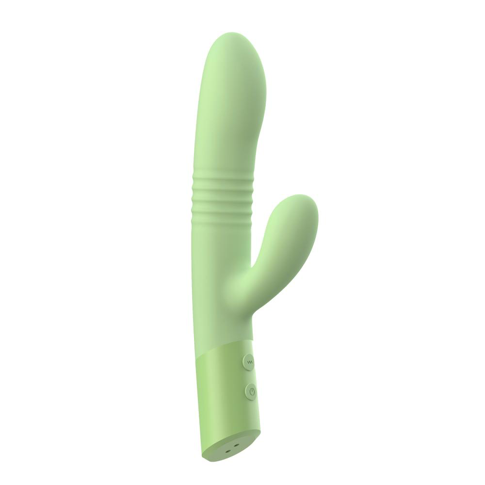 Vibratore rabbit doppia stimolazione WOODY a forma di cactus: vibratore multi-funzione per stimolazione clitoridea e vaginale con movimento integrato "su e giu`". Materiale silicone biocompatibile; Brand: FeekyFeeky.