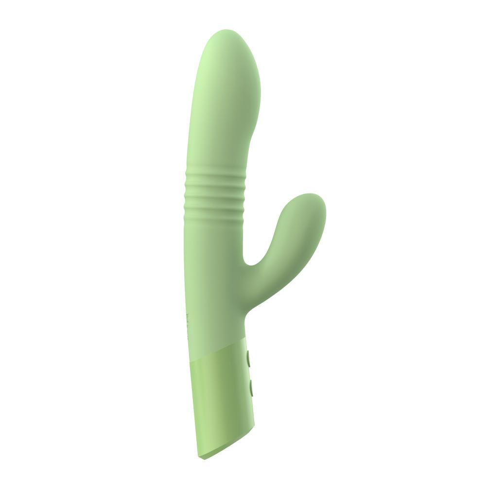 Vibratore rabbit doppia stimolazione WOODY a forma di cactus: vibratore multi-funzione per stimolazione clitoridea e vaginale con movimento integrato "su e giu`". Materiale silicone biocompatibile; Brand: FeekyFeeky.