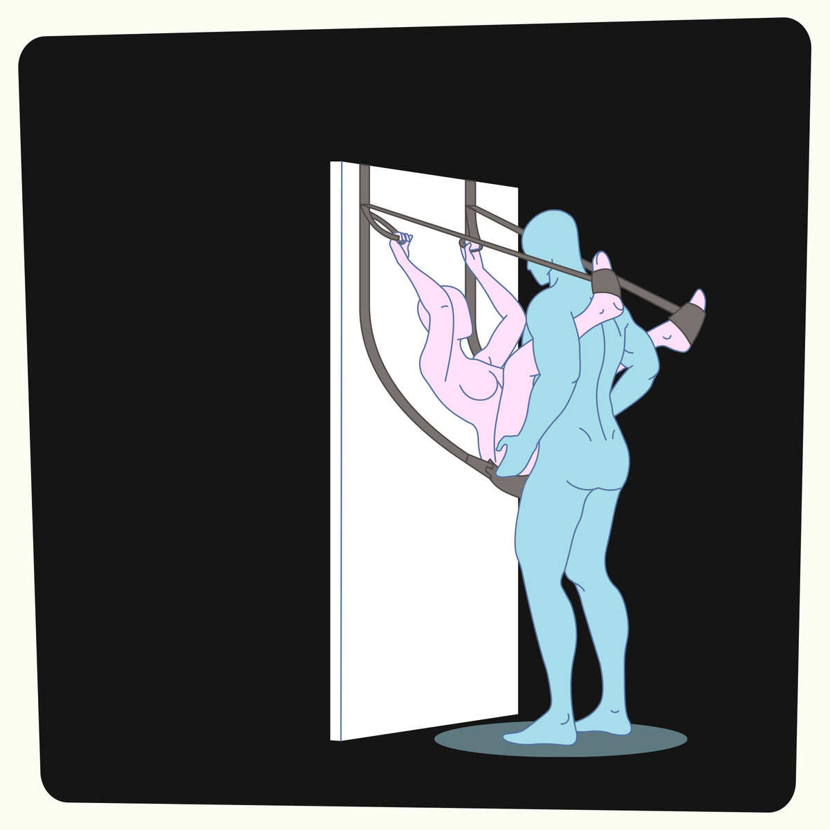 Altalena del sesso swing con allaccio per essere appesa alla porta della stanza. Regolabile e resistente.