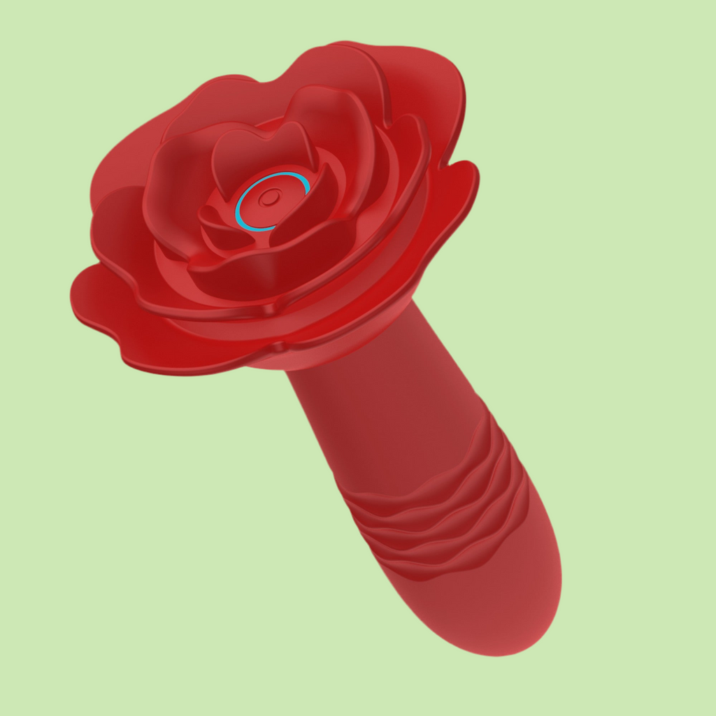 SexToy ROMEO - plug anale vibrante con stoppino a forma di rosa e movimento thrusting up&down - 10 modalità di spinta e 10 di vibrazione.