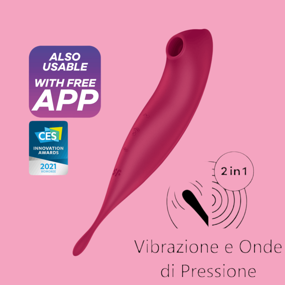 Stimolatore OralClit di Satisfyer con le 2 funzioni indipendenti e una doppia modalità di stimolazione! Da un lato, l’estremità ovale ti consente una stimolazione precisa su tutte le tue zone erogene: clitoride, capezzoli, labbra... ovunque tu desideri. E dall’altro, lasciati avvolgere dalle onde di pressione del succhiaclitoride con 11 intensità divese. Controllo da remoto tramite applicazione per telefono, materiale silicone. Produttore: Satisfyer; Brand: FeekyFeeky