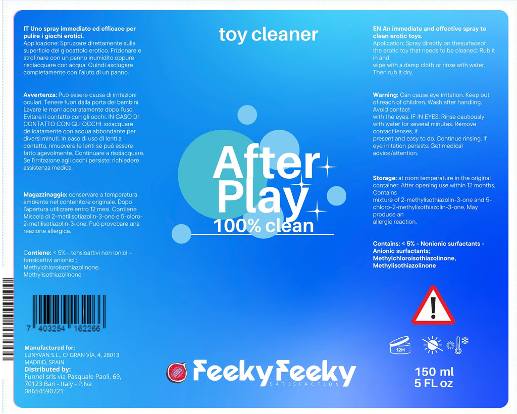 Dopo ogni sessione hot, il tuo toy merita un trattamento all’altezza. Il Toy Cleaner After Play è studiato per detergere in profondità senza rovinare i materiali: delicato sul silicone, spietato contro germi e impurità. 