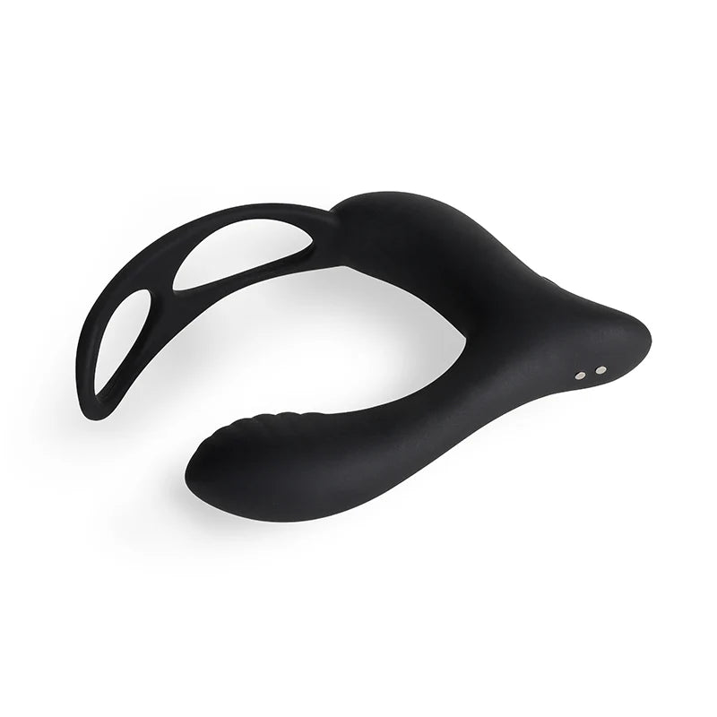 Anello fallico per pene e scroto con inserto plug vibrante, Tripla stimolazione.
