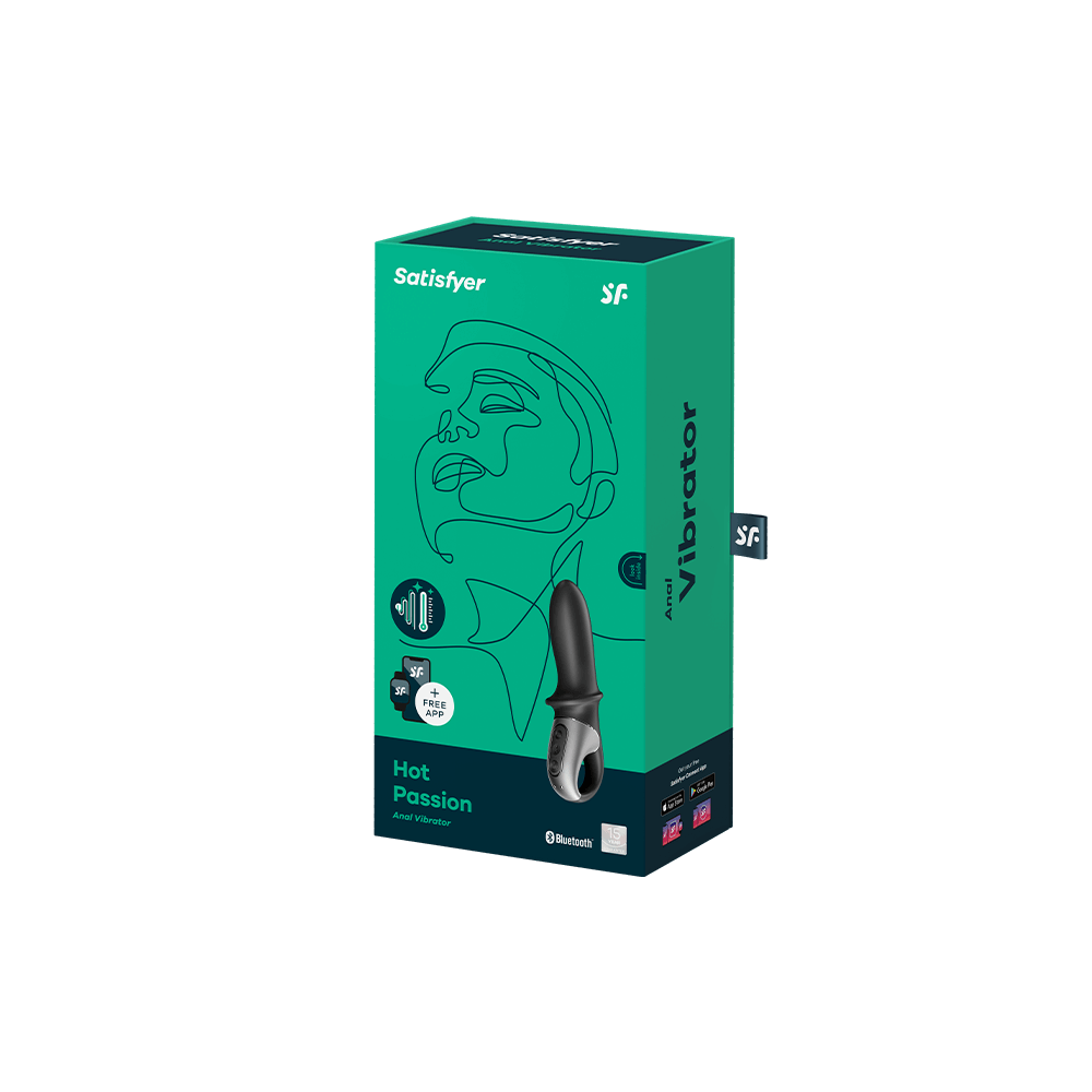 Vibratore e plug Anale HotPassion marca Satisfyer. Vibratore 2in1: funzione di vibrazione e di riscaldamento. Applicazione integrata per il controllo a distanza e da remoto del sex toy.