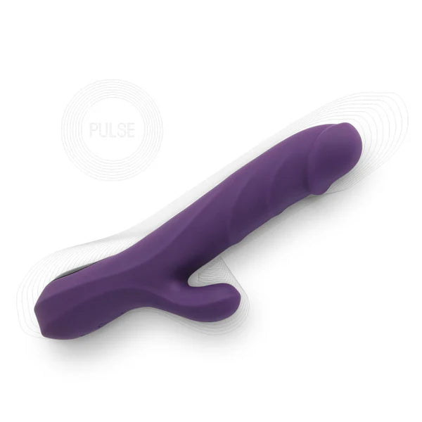 Vibratore Rabbit 'Ames' dalla forma realistica: sex toy a doppia stimolazione vaginale e clitoridea, multi-vibrazione, forma realistica ed ergonomica. Materiale: Silicone/ABS; Marca Produttore: Ammicco.
