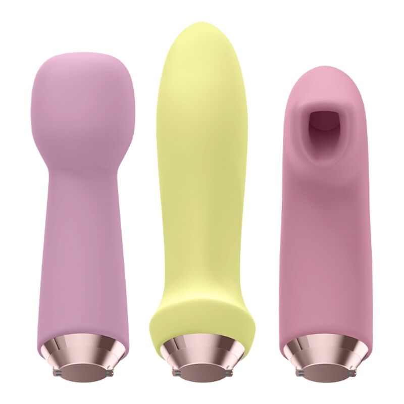 Quattro testine intercambiabili – Dalla potenza del wand al tocco preciso del succhiaclitoride, passando per le vibrazioni classiche e quelle doppie del rabbit, Kit TroppoVuole e` il kit perfetto per chi non si accontenta. 