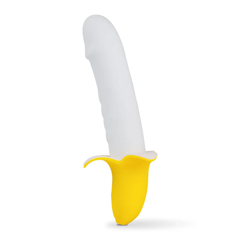 Vibratore dalla forma realistica e divertente: forma di banana che riproduce le venature tipiche del pene. Pratico stoppino all'impugnatura del toy per un utilizzo unisex.