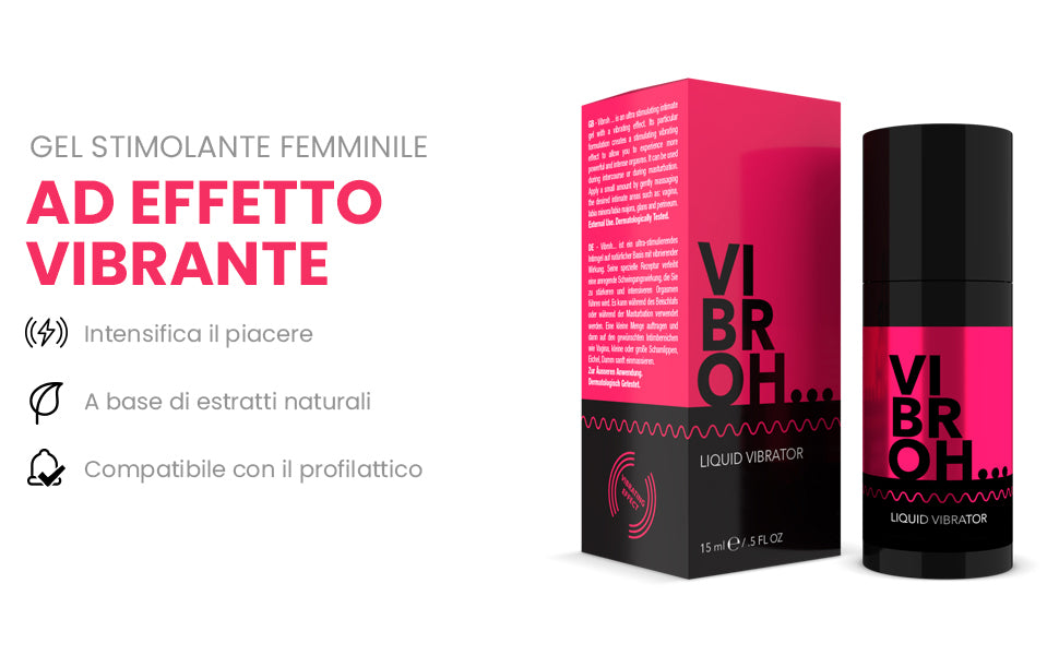 Con VibrOh, olio stimolante a effetto vibrante, ogni tocco si trasforma in un'esplosione di brividi! Una sola goccia applicata su clitoride, glande o capezzoli basta per accendere un formicolio travolgente: merito della sua formula naturale che stimola la circolazione e regala sensazioni pulsanti e profonde.