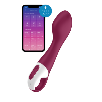 Vibratore Vaginale curvato con app gratuita per il controllo a distanza e da remoto. Vibratore 2in1: funzione di vibrazione e funzione di riscaldamento. Materiale: silicone biocompatibile; marca: Satisfyer