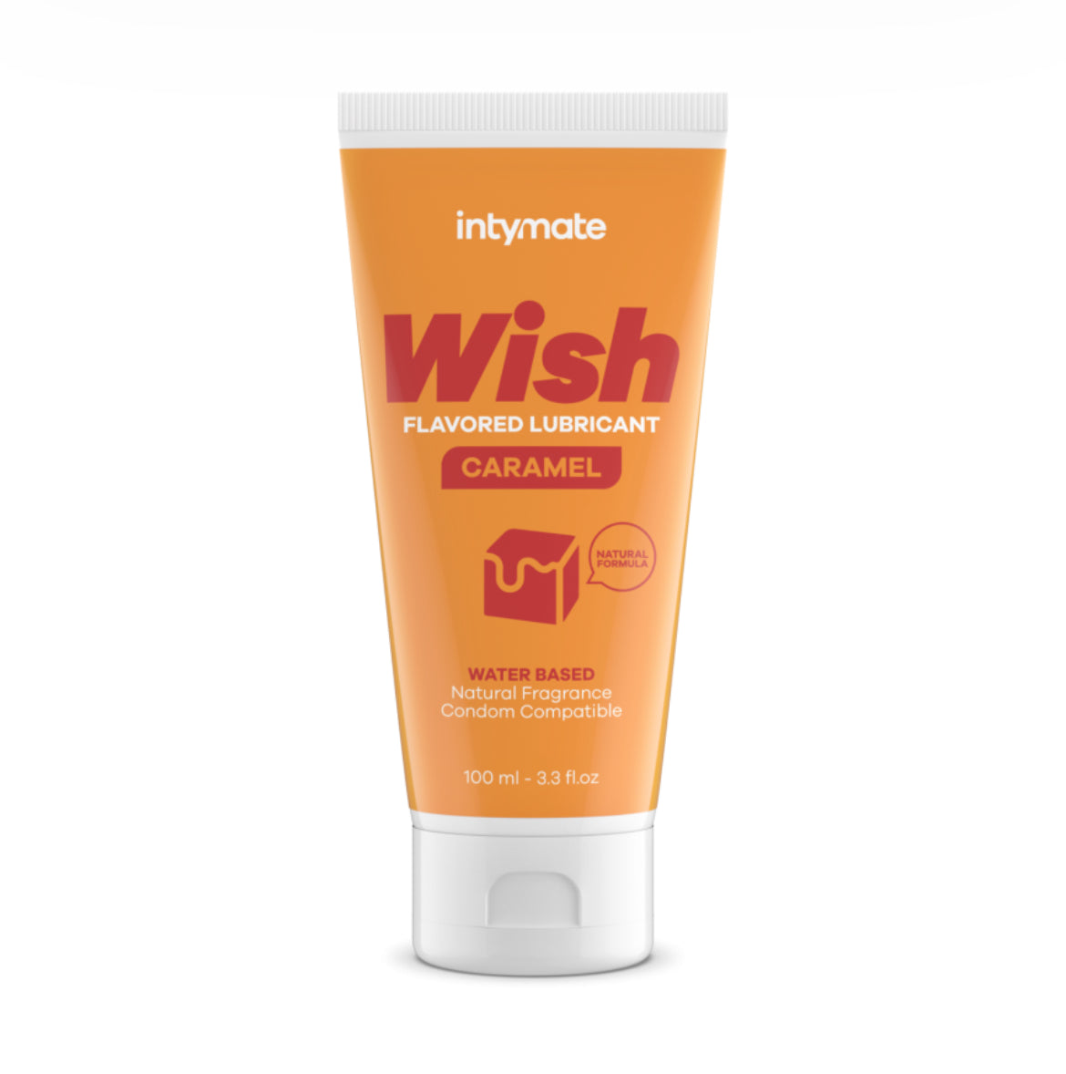 Lubrificante aromatizzato Intymate al gusto di caramello. Perfetto per preliminari ma anche per ogni altro tipo di attivita` sessuale: lubrificante a base d'acqua compatibile con ogni tipo di sex toy o profilattico. Confezione da 100ml.