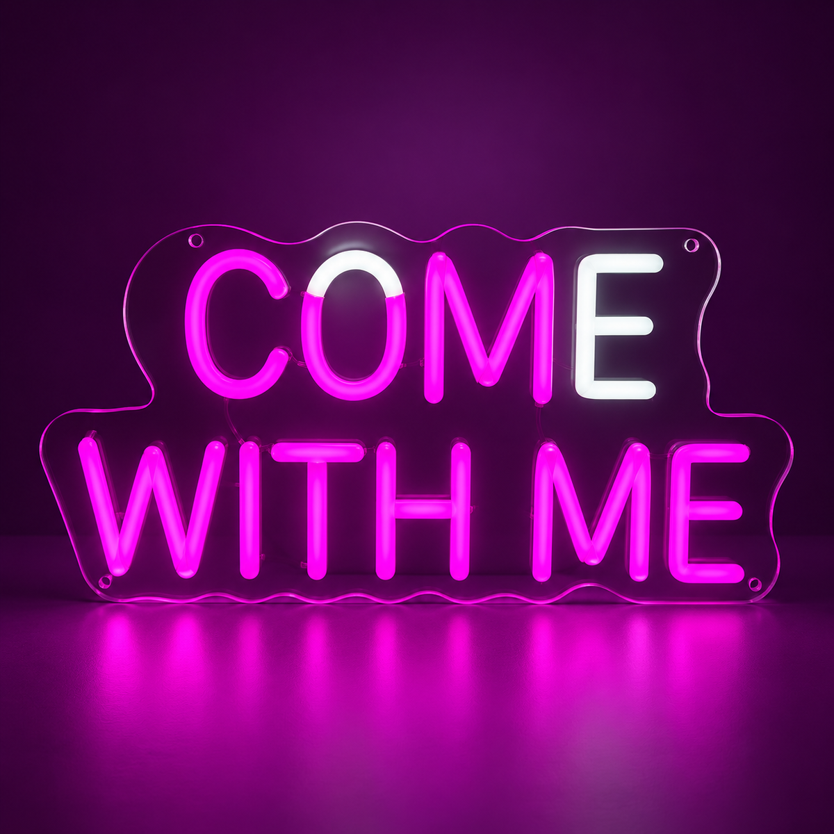 Luce LED COME WITH ME fucsia e bianca, vista frontale
