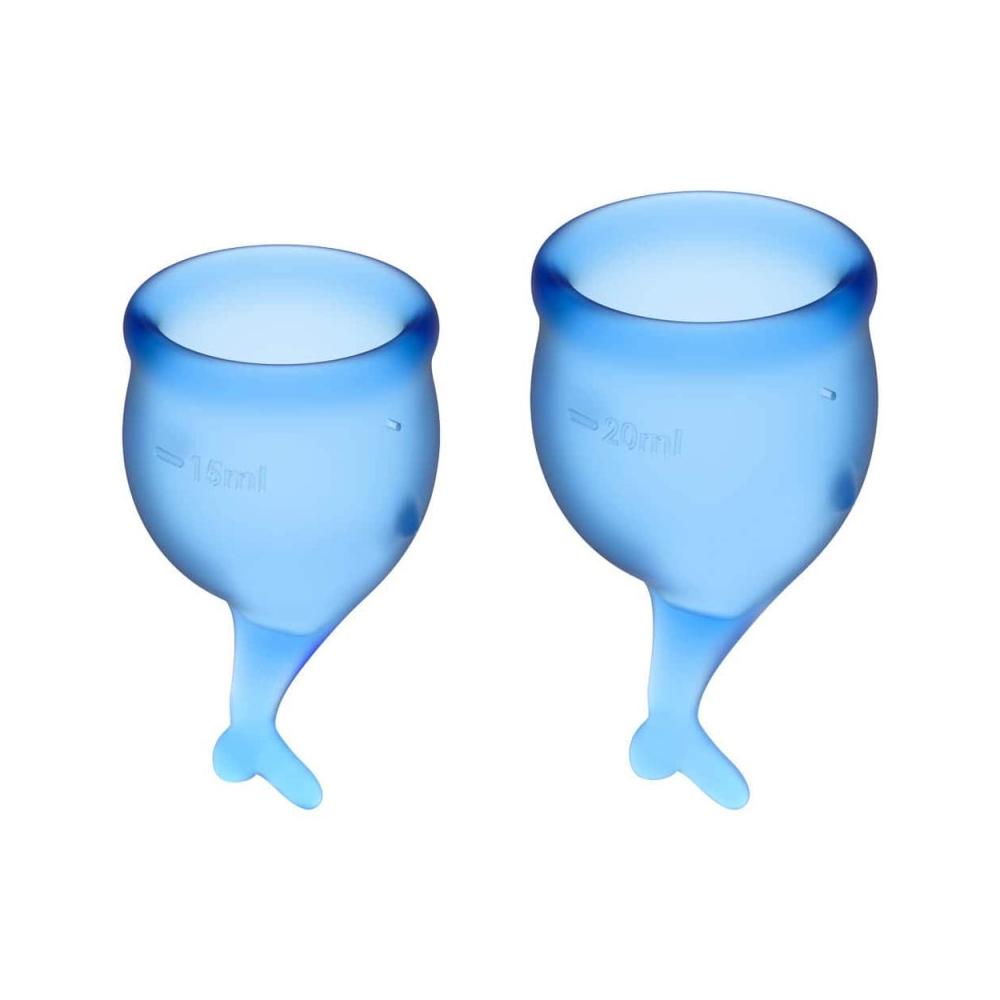 Set di due coppette mestruali 'FeelSecure': taglia S e taglia L. Materiale sicuro per il corpo e dermatologicamente testato. Marca: Satisfyer. 