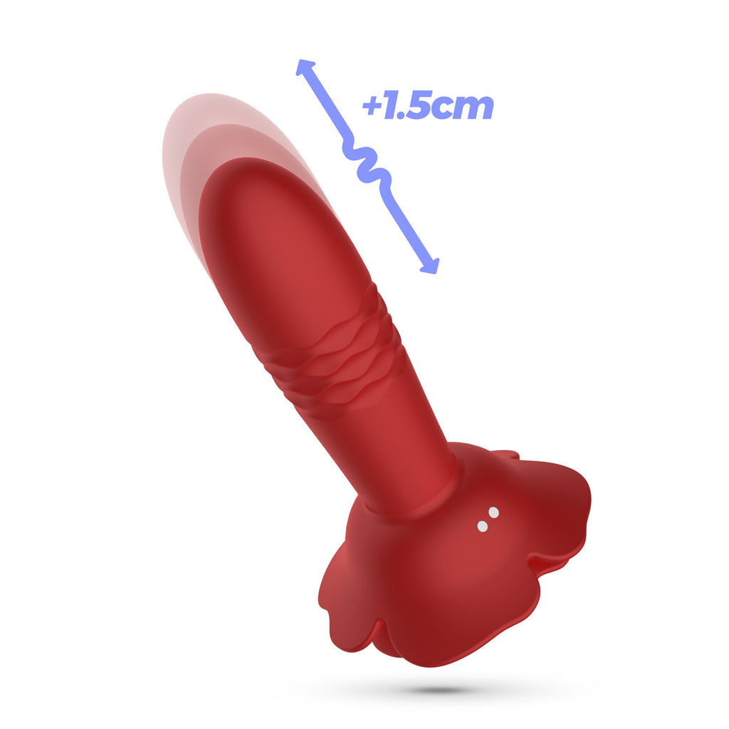 SexToy ROMEO - plug anale vibrante con stoppino a forma di rosa e movimento thrusting up&down - 10 modalità di spinta e 10 di vibrazione.