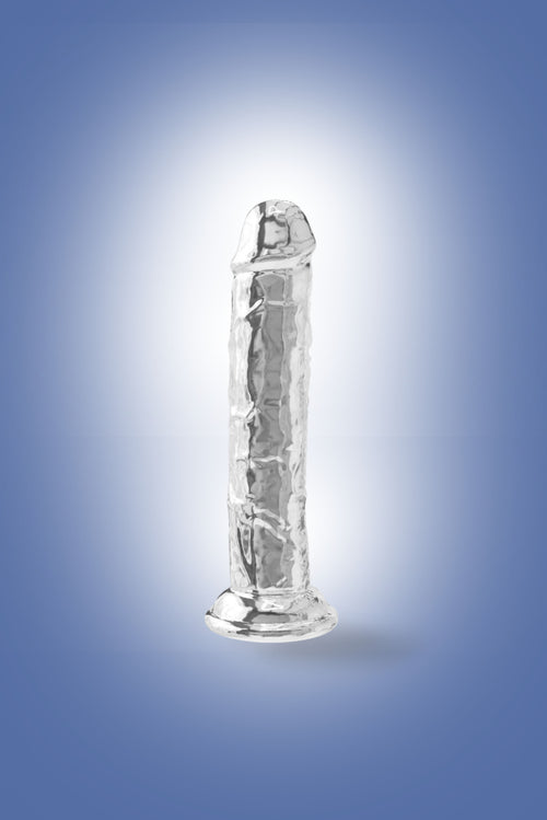 Questo dildo da 19 cm unisce il fascino del design ultra-realistico alla particolarità del materiale trasparente: ogni dettaglio è visibile, ogni sensazione amplificata. 