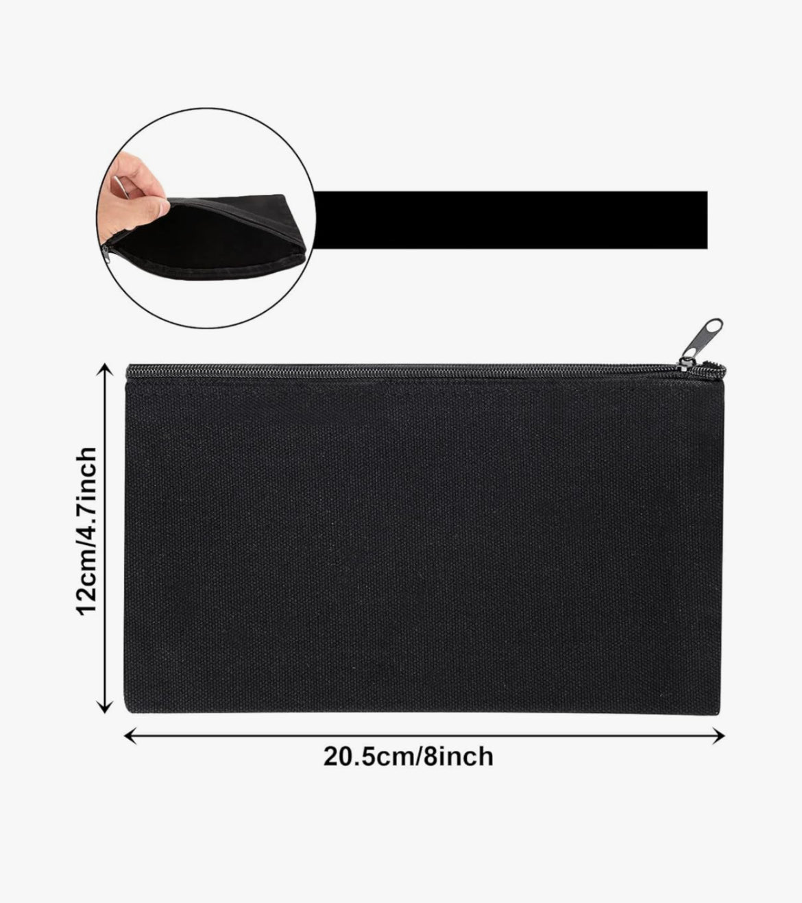 Pochette - Astuccio per conservare toys e prodotti di benessere intimo. Tela nera, dimensioni: 21x12cm. Brand: FeekyFeeky. 