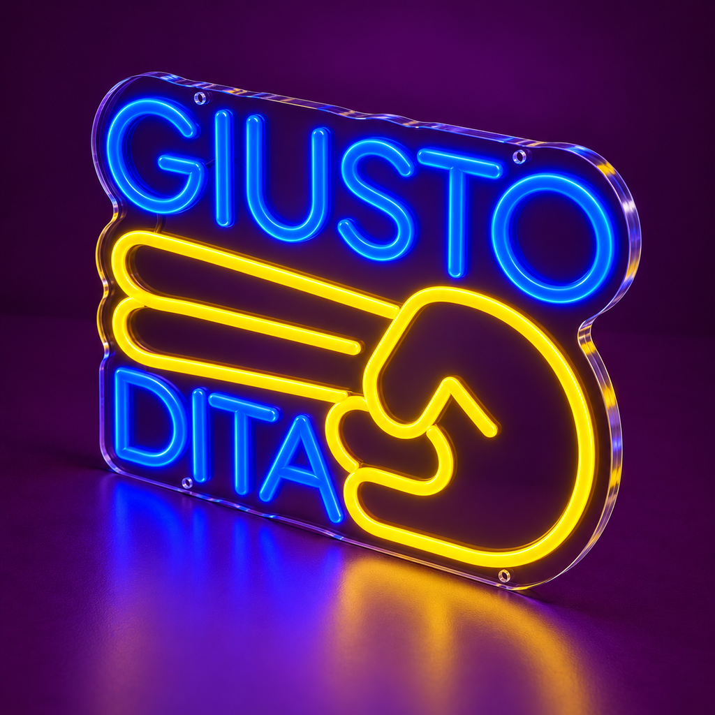 Luce LED GIUSTO DUE DITA vista di tre quarti da destra