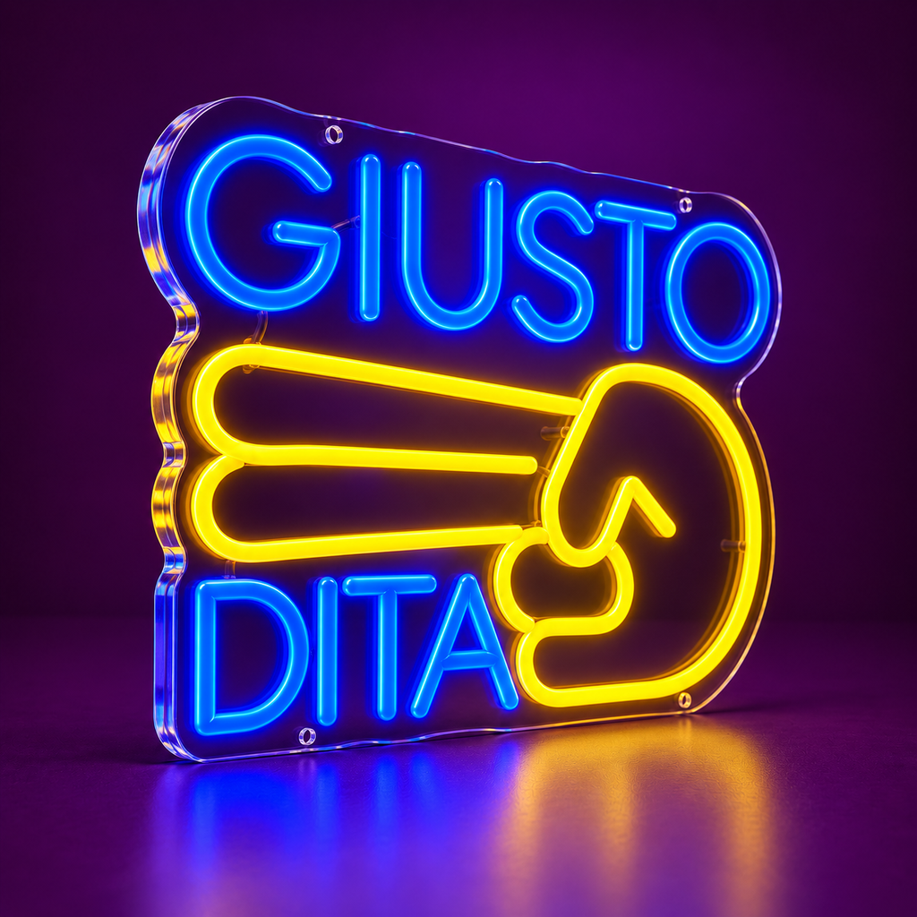 Luce LED GIUSTO DUE DITA vista di tre quarti da sinistra