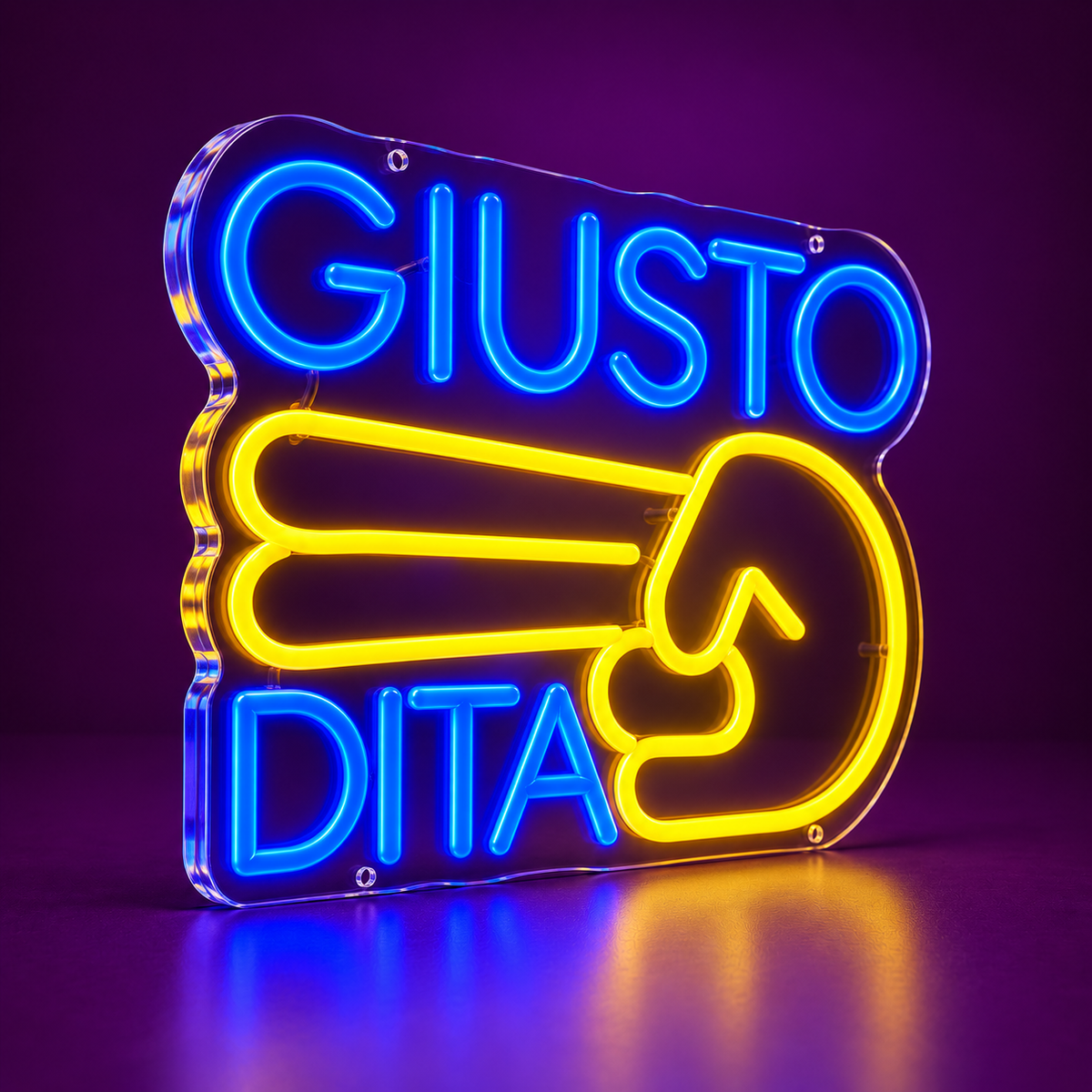 Luce LED GIUSTO DUE DITA vista di tre quarti da sinistra