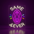 Luce LED SAME VAGINA FOREVER bianca e viola, vista frontale