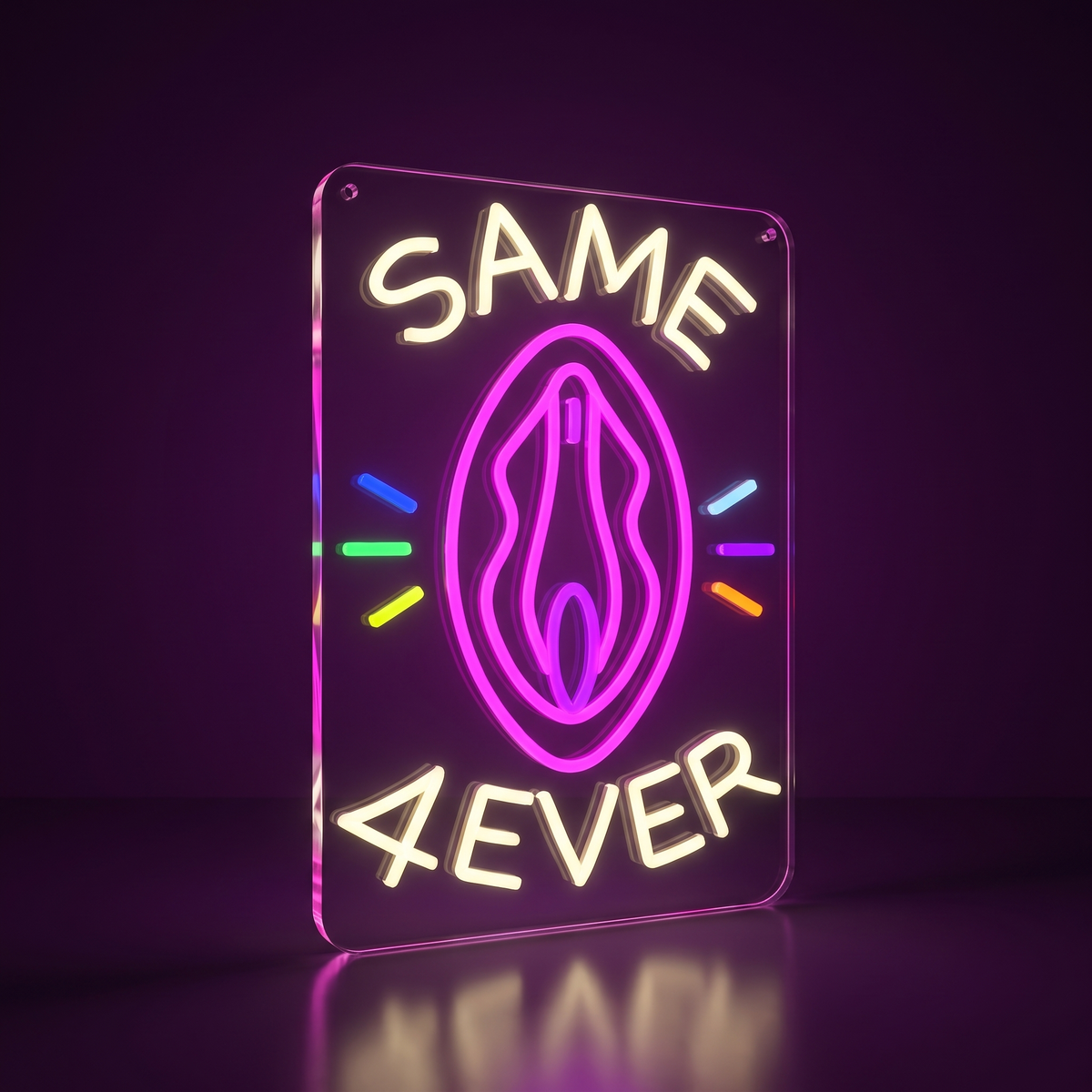Luce LED SAME VAGINA FOREVER vista di tre quarti da sinistra