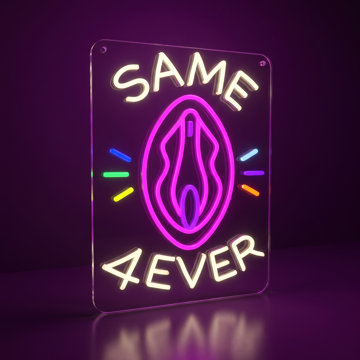 Luce LED SAME VAGINA FOREVER vista di tre quarti da destra
