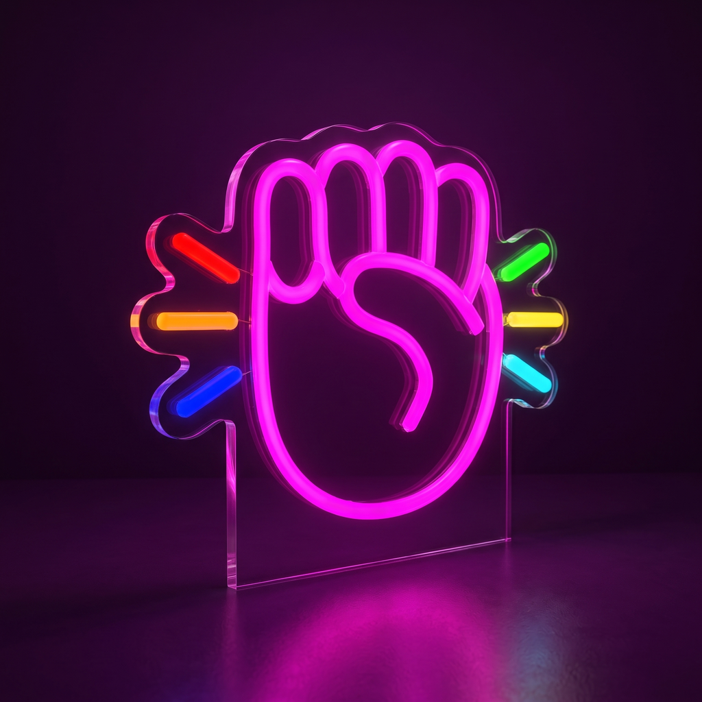 Luce LED IL PUGNO vista laterale con il plexiglass in evidenza