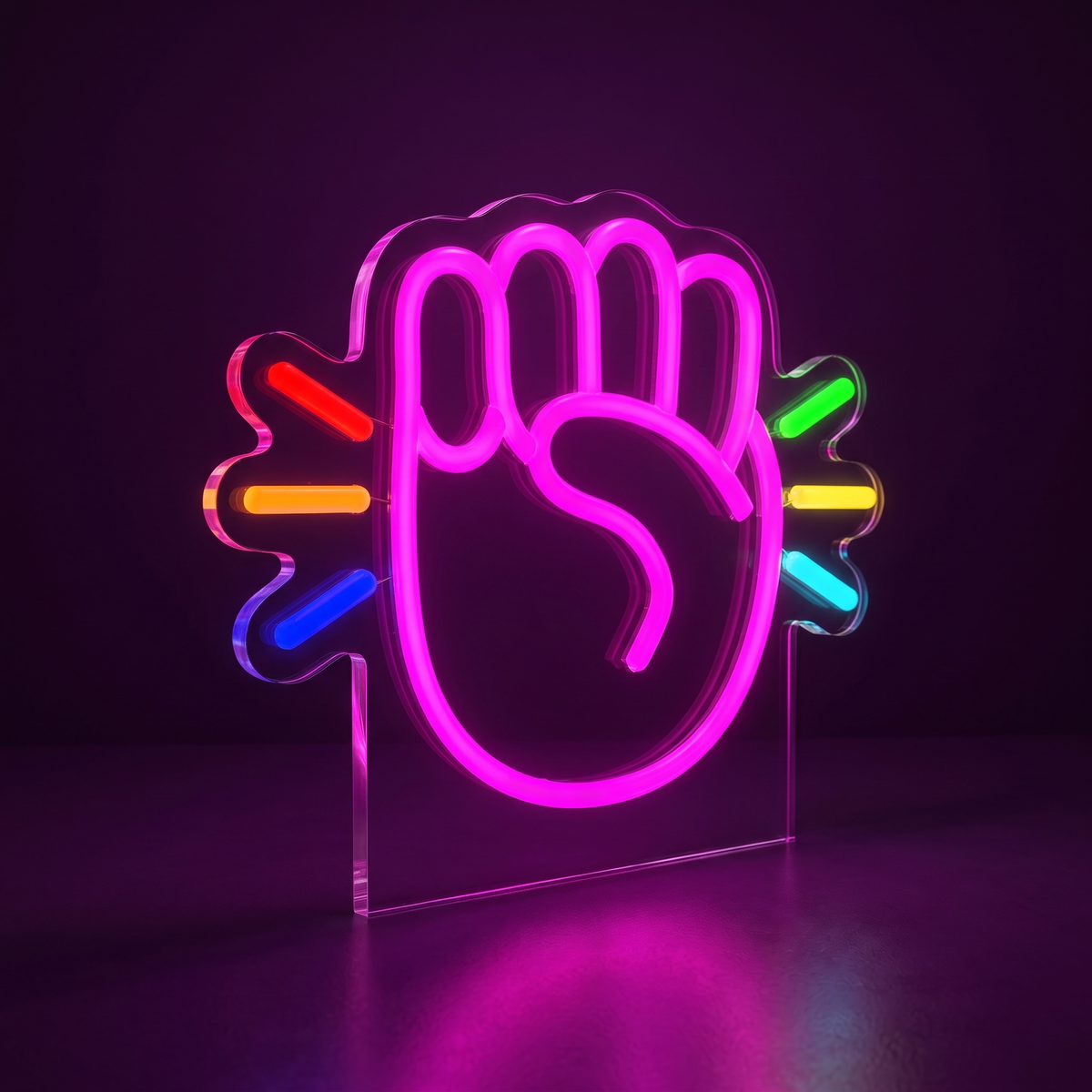 Luce LED IL PUGNO vista laterale con il plexiglass in evidenza