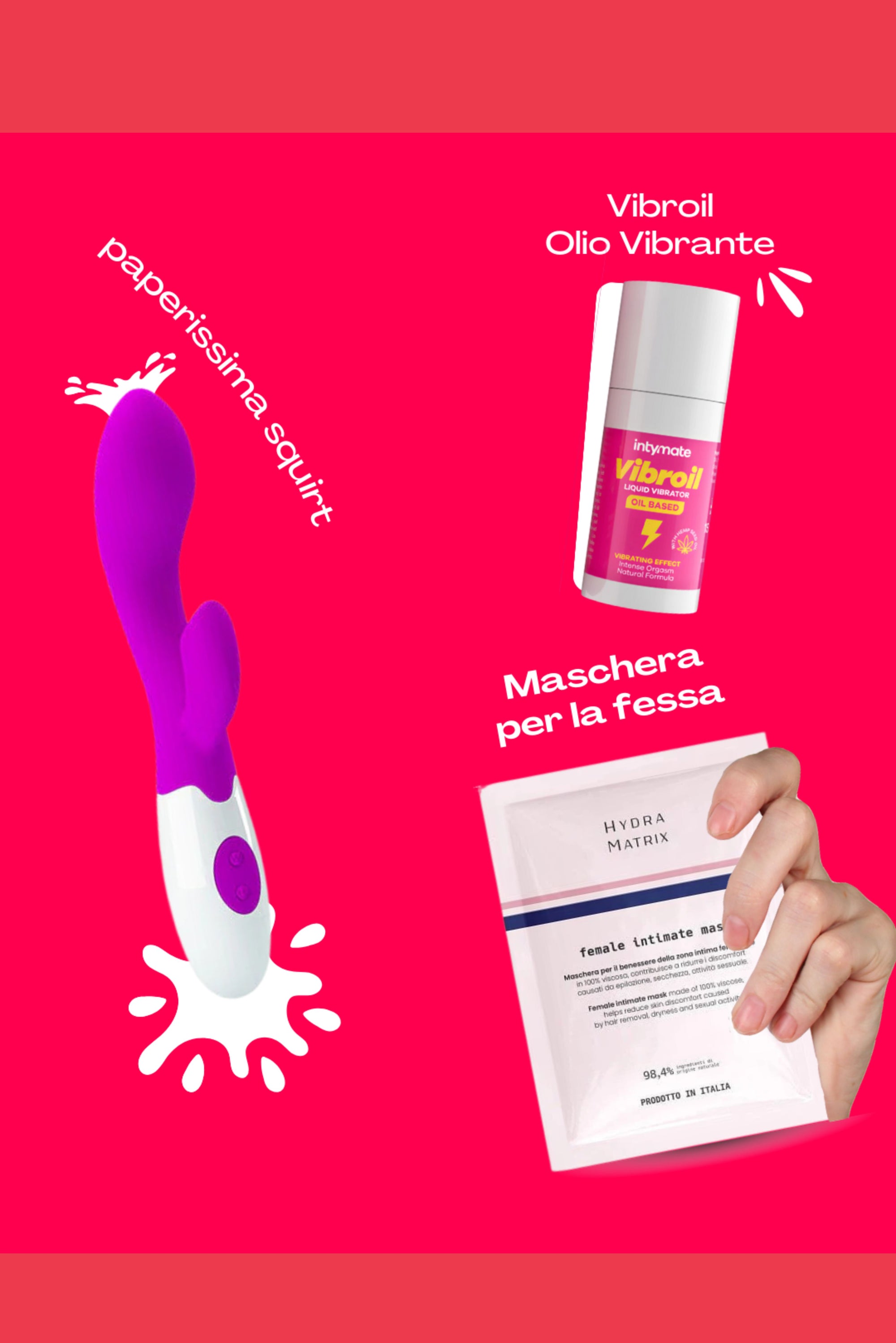 Kit-Trovaunamica: Rabbit, Maschera Vulvare e Olio Vibrante