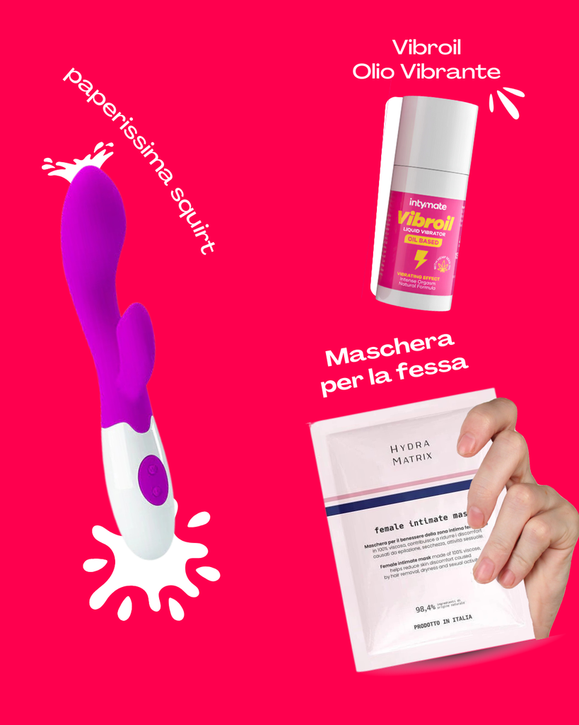 Kit-trovaunamica: il kit di 3 prodotti di benessere intimi sessuale che coccola le tue zone intimi. Un succhiaclitoride Tecna, Vibroil - olietto ad effetto vibrante completamente vegano, 1 maschera lenitiva per la vulva. SexToys in ABS/Silicone, ingredienti naturali