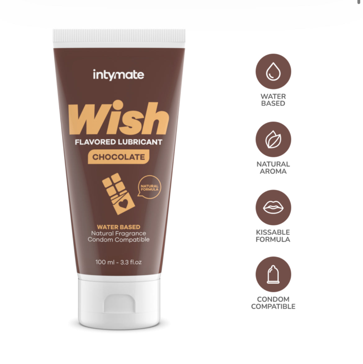 Lubrificante aromatizzato Intymate al gusto di cioccolato. Perfetto per preliminari ma anche per ogni altro tipo di attivita` sessuale: lubrificante a base d'acqua compatibile con ogni tipo di sex toy o profilattico. Confezione da 100ml.